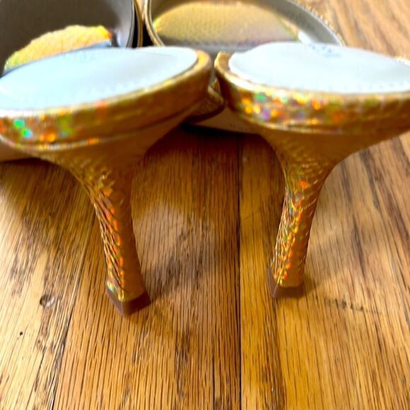 Marc Fisher- “Danria” Square Toe Gold Metallic Slide Dress Heels-8M- NEW - Picture 10 of 10